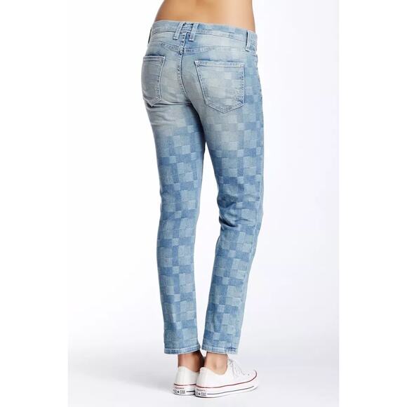Current/Elliott Jeans Blue Distressed Checkered Grid Fling Slim Boyfriend 26 - Picture 14 of 14